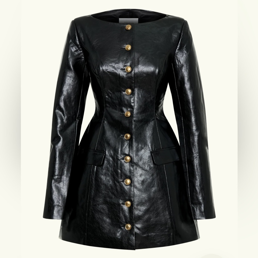 Faux leather mini dress -black New